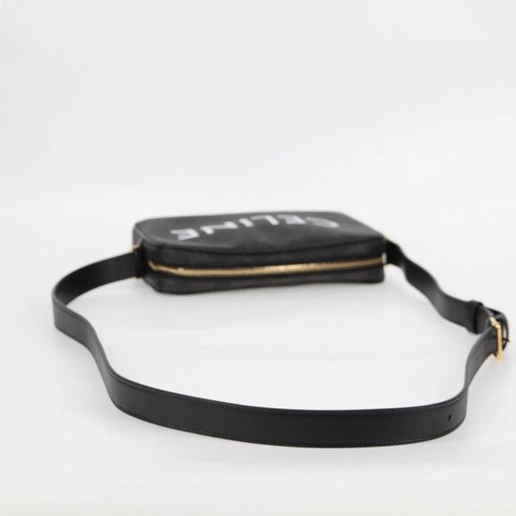 CELINE Triomphe Shoulder Bag PVC Leather Black Gold Auth nb463M - Picture 8 of 16